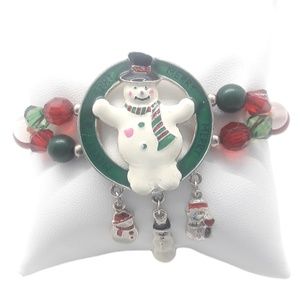 Snowman Beaded Bracelet with 3 snowman charms